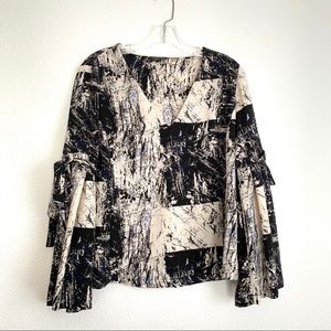 〰️ TOPSHOP Modern Print Blouse Top Shirt